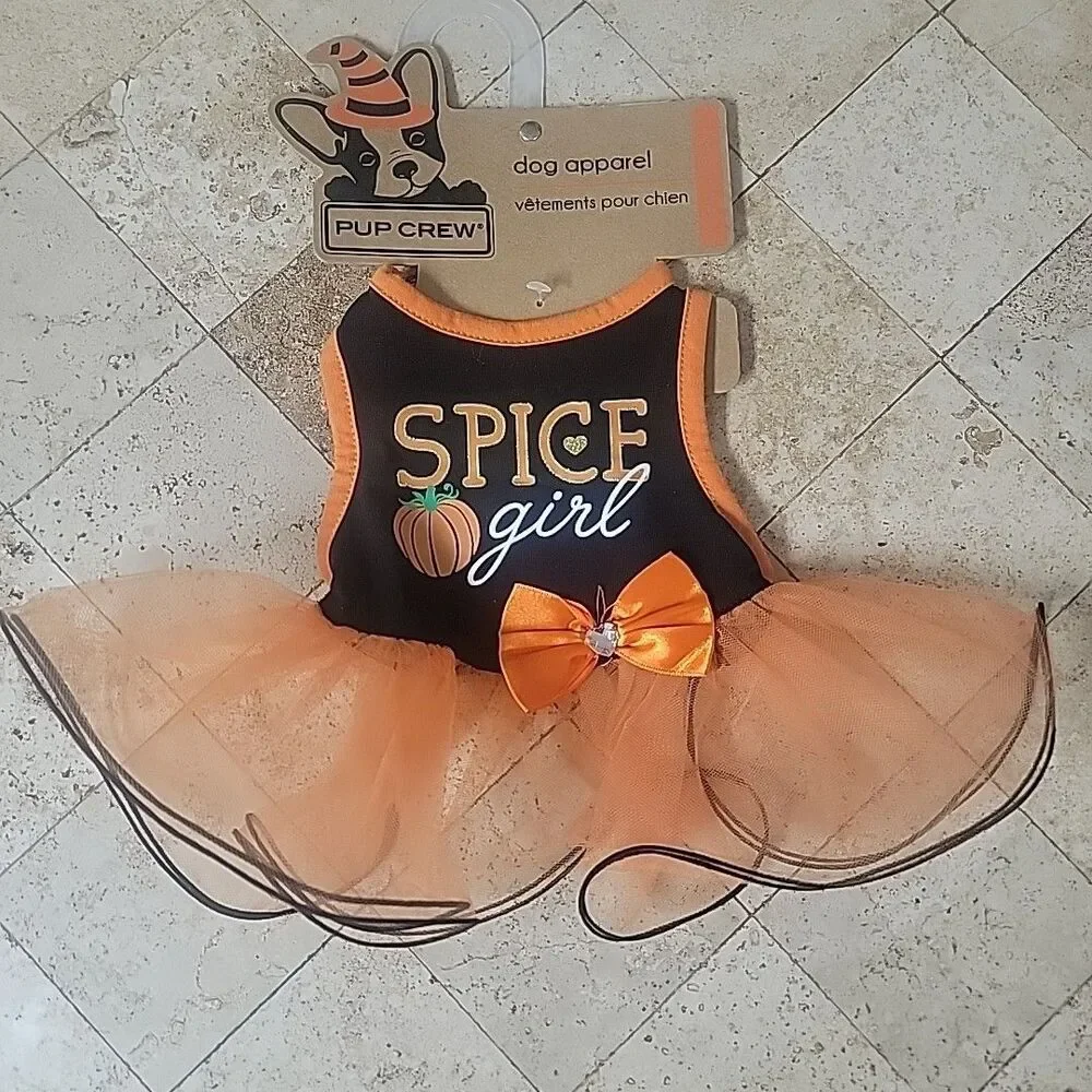 NEW Size X SMALL Pup Crew Dog Dress Spice Girl Pumpkin Halloween Outfit Tutu